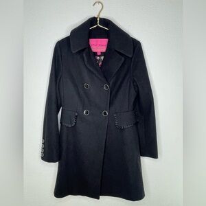 Betsey Johnson coat pea sz 8 charcoal gray fully lined